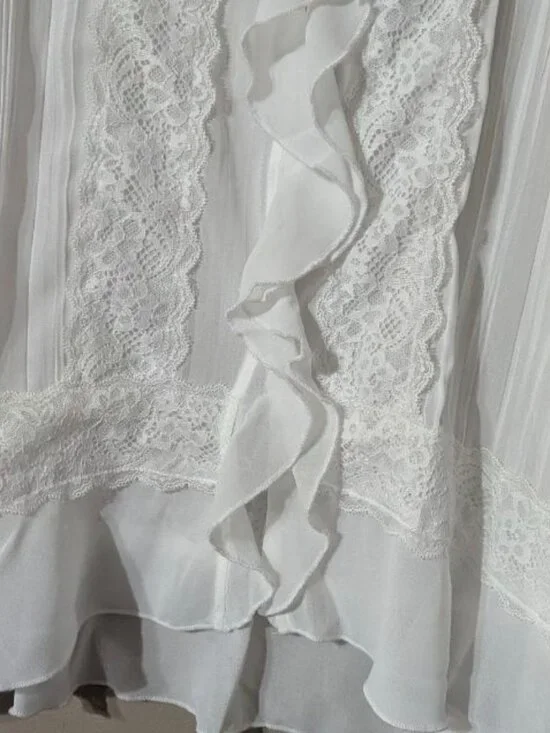 Free  People sheer white long sleeve blouse XL - Picture 11 of 12